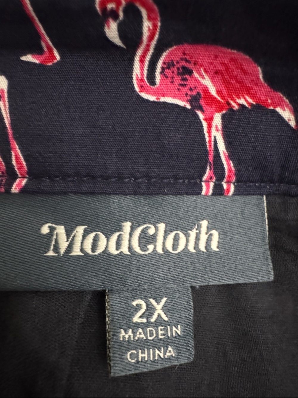 Modcloth Flamingo Print Skirt Navy Blue Size 2X Cotton Lined - Picture 10 of 12